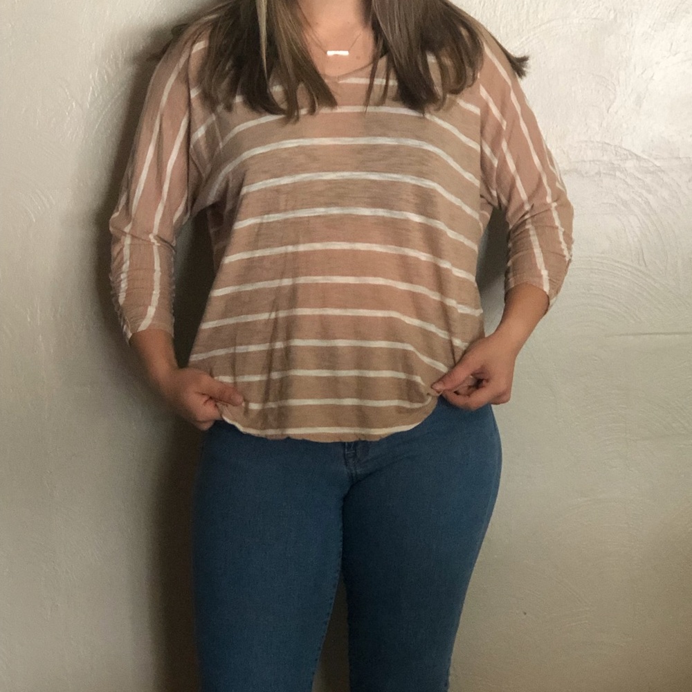 Tan quarter sleeve with lace back detailing